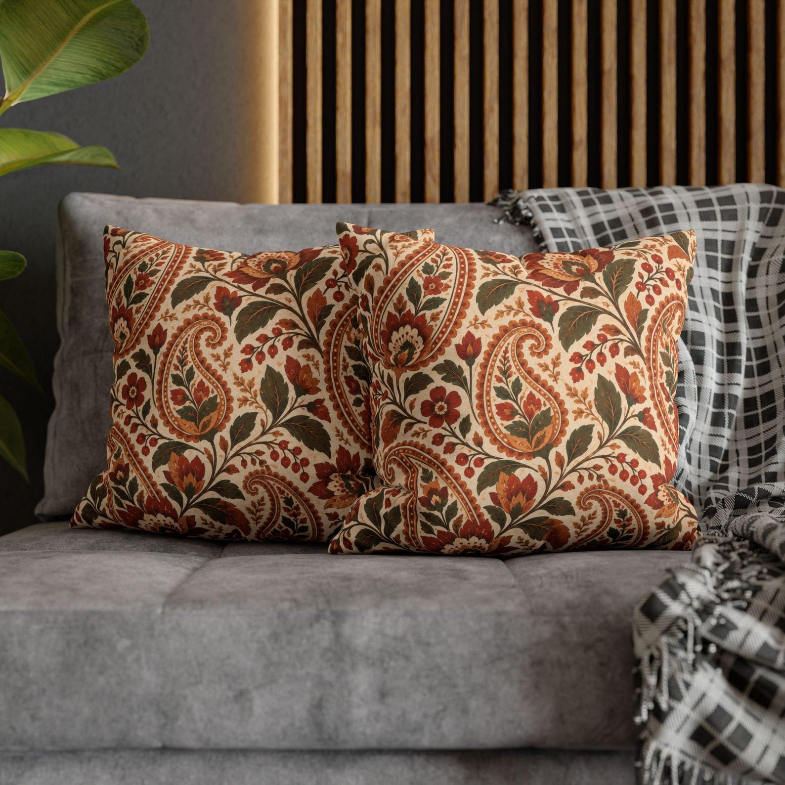 Vintage Autumn Paisley Pillow Cover 6