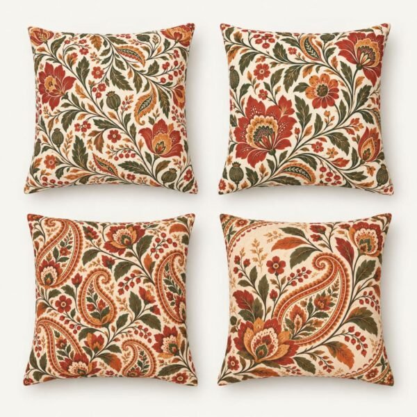 Vintage Autumn Paisley Pillow Cover
