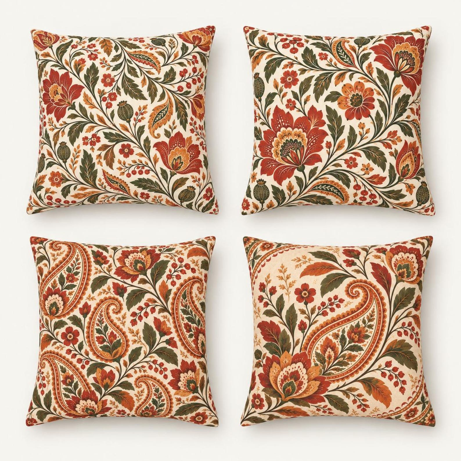 Vintage Autumn Paisley Pillow Cover